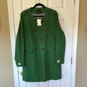 Lands' End Green Double-Breasted Coat